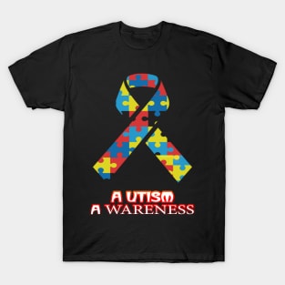 Autism Awareness T-ShirtAutism Awareness Colorful Ribbon Awareness Month Commemorative Graphic T-Shirt